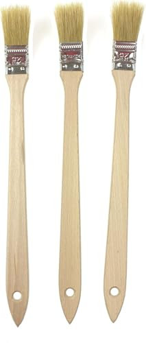 EFO Angled Paint Brush Set 3 pcs 25 mm (1) | Long Handled Paintbrush with Natural & Synthetic Bristle Blend | Radiator Paint Brush for Hard-to-Reach Areas | Edging Paint Brush | Wooden Handle