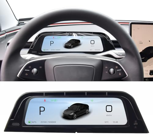 Affichage tête Haute Tesla pour Model 3 Highland 2024-2025 - Design amélioré sans Obstruction des Ventilateurs AC, écran de 9,66, CarPlay/Android Auto, Alerte d'angle Mort
