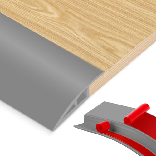 PVC Übergangsprofil Selbstklebend, Doppelseitig Klebend Türschwellen Leiste,Boden Höhenausgleich (15mm) Abdeckleiste für Laminat, Parkett, Fliesen & Teppich