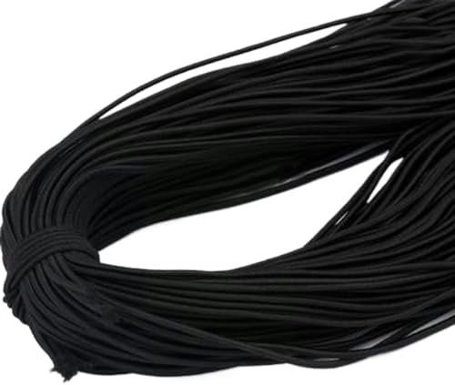 Fili e cordoncini per perline, Corda elastica rotonda da 2 mm, 5 metri, for accessori cucito fai te, 1 pezzo(Black)