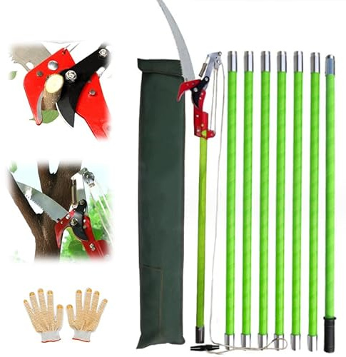 KFGISD, Baum-Stange-Entaster, 2 m, Stangen-Entaster mit Verlängerungsstange, manueller Astschere mit Tragetasche,Hochreichende Astsäge(6m)