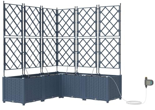Mandloder Grauer Garten-Pflanzgefäß 3er Set aus Stahl, 120x40x37,5 cm, langlebig, mit Bewässerungssystem für den Außenbereich, ideal für Garten & Terrasse
