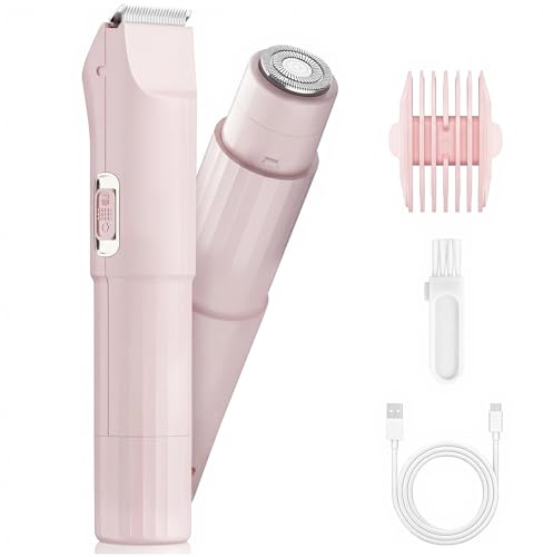 Rasoio Elettrico Donna, Rifinitore 3 in 1 per Viso e Zone Intime, per Gambe, Braccia, Ascelle e Zona Bikini, Ricaricabile USB, Cavo Incluso, Adatto a Pelli Sensibili (Rosa)