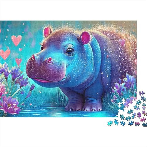 Herzliches Flusspferd Puzzle 1000 Teile, Spielzeug 38x26cm Kinder