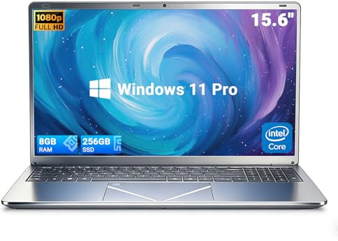 Breloom 15,6 pollici Core i3 Notebook, Computer Portatile Win 11 Business 8GB RAM 256GB SSD, Doppia USB 3.0, Tastiera con Lettore d'Impronte Digitali/Retroilluminata