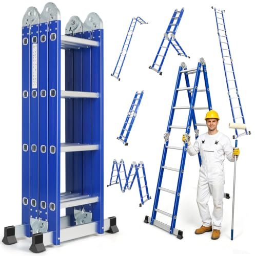 Chanjarhill Échelle Multifonction en Aluminium 6 en 1 Bleu