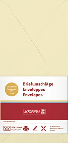 BRUNNEN 105125111 Briefumschlag (DIN lang, 110 x 220 mm, gummiert, Papier, 80 g/qm, 10 Umschläge) chamois
