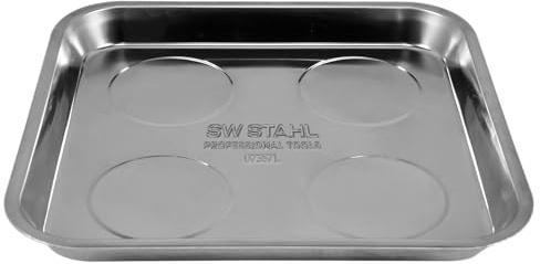 SW-Stahl 07357L Magnetschale, Rostfrei, 260 x 318 mm - Werkstattschale | Große Magnetschüssel aus Edelstahl für Schrauben und Muttern, Rechteckige Kleinteilschale, Premium Werkstattzubehör