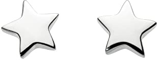 DEW Small Star Stud Earrings – Sterling Silver, Solid Design, Facing Pair (Mirrored Left and Right), Cute Celestial Design