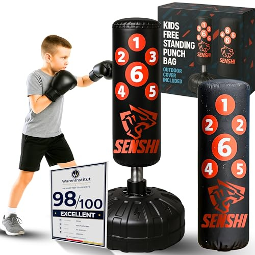 Senshi Japan Solider freistehender Boxsack für Kinder, 1,2 m, Junior-Boxsack, langlebig, vielseitig und lustig, rutschfestes Design