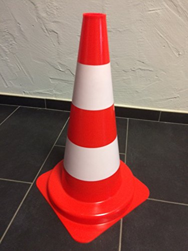 Unbekannt LEITKEGEL ROT/Weiss Kegel WARNKEGEL HÖHE 50CM / Boden: ca. 28,5 X 28,5 cm/ca. 1,3 KG PYLONE WARNPYLONE HÜTCHEN ABSPERRUNG