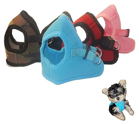 Snazzi Pet Soft No Pull Step-in Dog Harness Small Dog XXS XS Vest for Teacup, Chihuahua, Yorkie, Pomeranian Dog Vest Harness for Puppy SkyBlue Mesh Comfy (2-4 lbs)