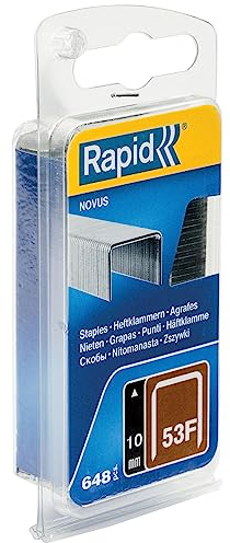Rapid 5000557 Tackerklammern Typ 53F, 10mm Klammern, 648 Stk., Flachdrahtklammern für Novus Hand- und Elektrotacker