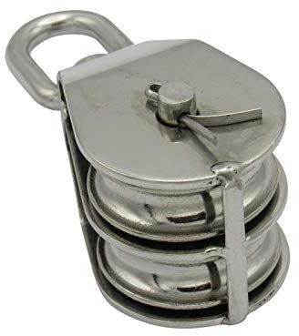 Stainless Steel Double Pulley Block 32MM (Wheel Swivel Eye Rope)