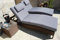 PolyRattan Sonnenliege Deutscher Hersteller - 8 Jahre GARANTIE Polster Tisch Glasplatte 2 Sonneliegen Set Belastbar 180Kg braun Gartenmöbel Rattan Polster grau
