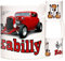 Rcokabilly Mug for Rockers Everywhere, with Guitars and red American Pickup Truck. 11oz Ceramic Mug Printed with Rockabilly Images.