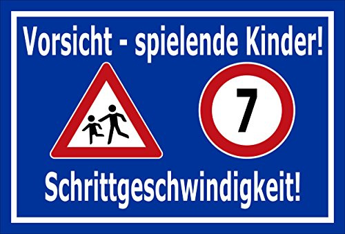 Melis-Folienwerkstatt Schild Spielende Kinder - Schrittgeschwindigkeit – 60x40 cm – 3mm Aluverbund – Bohrlöcher – mehrere Größen/Materialien