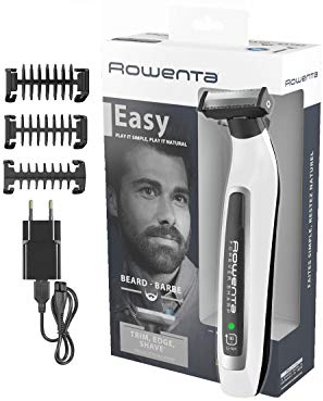 Rowenta Forever Sharp TN6010 Cortapelos hombre, cuchillas acero inoxidable que no necesitan recambio, versatilidad que permite corte, perfilado y afeitado, de 4 a 5 mm, autonomía 90 min, WET & DRY