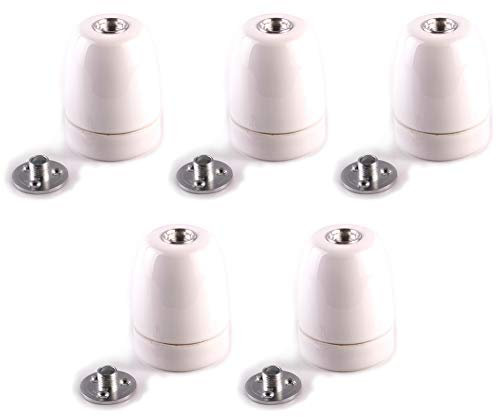 5x Porzellanfassung Porzellan Fassung E27 Lampenfassung Lampe weiß Sockel