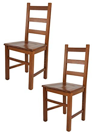 t m c s Tommychairs - 2er Set Stühle Rustica für Küche und Esszimmer, Robuste Struktur aus Buchenholz, in der Farbe Helles Nussbraun lackiert und Sitzfläche aus Holz