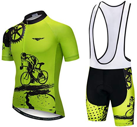 Weimostar Vêtements de sport - Maillots de cyclisme à manches courtes - Vêtements de vélo pour homme - Top cycliste - Jersey VTT - Respirant - Pour l'été - Noir, 32, M = Brust 90-96 cm