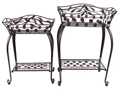 FineHome 2er Set antik Pflanzständer Pflanzentreppe Pflanzenständer Blumentreppe Blumenregal Metall Farbe braun