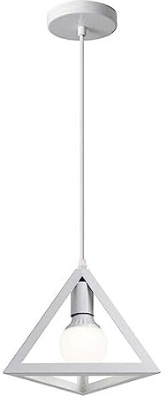 Vetrineinrete® Lampadario da soffitto pendente a sospensione a forma di triangolo 3d stile geometrico portalampada e27 (Bianco)