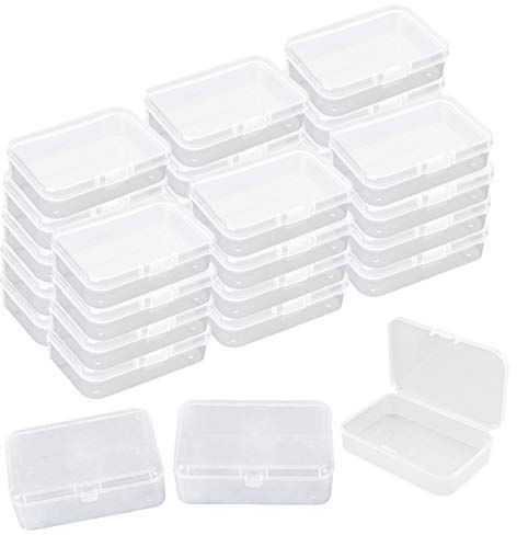 ODOOKON 30 Stück Clear Kunststoffperlen Jewelry Organizer Box, Kunststoff, Aufbewahrungsbehälter mit Deckel für kleine Gegenstände und andere Bastelprojekte