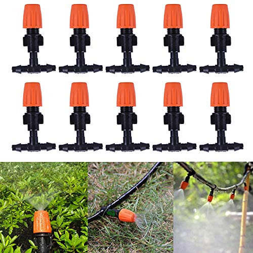 Garden Irrigation System,10PCS Drip Irrigation Kit Automatic Watering System Drip Micro Sprinkler Shrub Drip Kit Adjustable Nozzle Sprinkler Sprayer Watering Drip Kit for Garden Lawn Plants