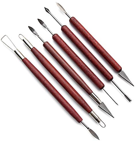 AOTISBAO 6 Pcs Clay Sculpting Modelling Tools Wax Carvers Tools Double-Ended Stainless Steel Wax Clay Sculpting Carving DIY Tools for Professional Art Crafts Clay Pottery Sculpture