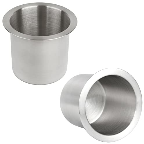 Lot de 2 Porte-gobelets en Acier Inoxydable argenté pour Table de Poker pour Yacht, Bateau, Camping-Car, Voiture et Camion