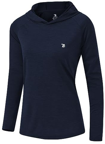 YSENTO Womens Long Sleeve Running Sports Tops Gym Workout Yoga Lightweight Training Hoodies(deep Navy,m)