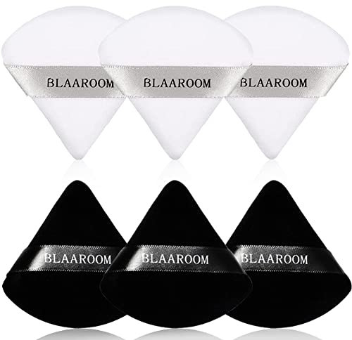 Lot de 6 houppettes triangulaires en velours doux pour poudre libre, poudre minérale, mélangeur, maquillage humide et sec