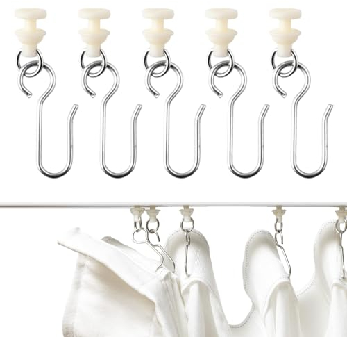 Set di ganci per tende a gancio include 50 ganci per tende in metallo, 50 scivolo per tende in plastica, rotaie ganci scorrevoli per tende per finestre Tende per porte tende da doccia