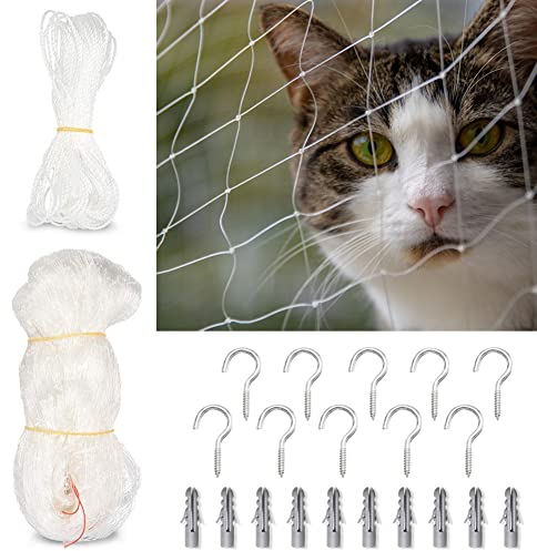 Geluode Katzen-Sicherheitsnetz für Balkon und Fenster, transparentes Katzenschutznetz, langlebig, Beiß- und reißfest inkl. Befestigungsset 2x1.5 Meter