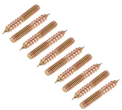 sourcing map Double Ended Screws (1/4-20 x 1-1/2 Inch) 10pcs, Hanger Bolts Self-Tapping Double Sided Screws - for Home Repairs