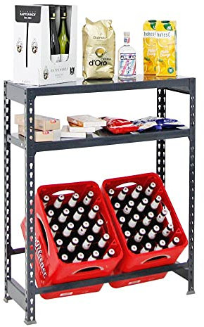PROREGAL Getränkekistenregal Camel mit Ablagefläche | Anthrazit | 2 Kisten | HxBxT 100x80x30cm | Kistenregal Getränkeregal Wasserkistenregal Bierkistenregal
