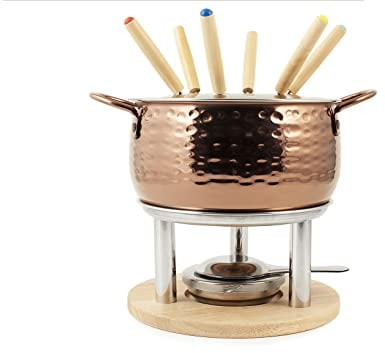 HOME 9830100 Rose Servizio Fonduta 11 Pezzi per 6 Persone in Acciaio Inox 18/10, Bourguignonne, Cioccolato, Formaggi