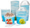Coupe Glacée Tasses, 50 Pcs Bols de Crème Glacée Avec Couvercles et Cuillères, Tasses à Dessert pour Yogourt, Soupe et Gâteau (Bleu)