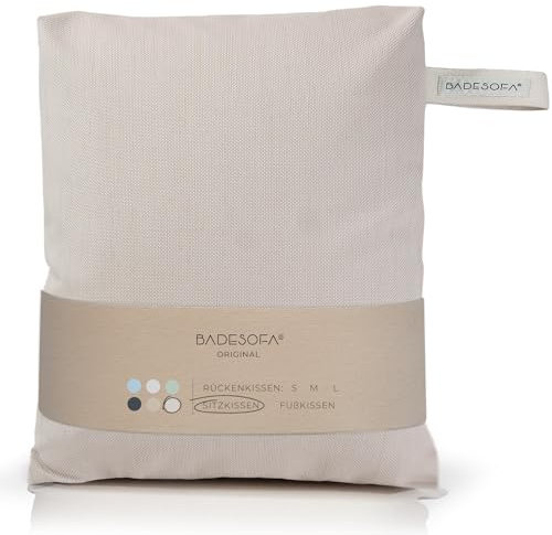 BADESOFA® Badewannen-Sitzkissen | Revolutionärer Komfort für Badewanne, Dusche & Whirpool | Waschbares & schnell Trocknendes Bade-Kissen in Perlmutt | Wellness Badewannen-Zubehör Handmade in EU
