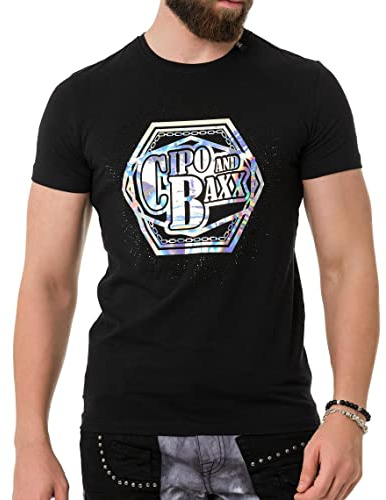 Cipo & Baxx Herren Prägedruck Print T-Shirt Kurzarm CT737