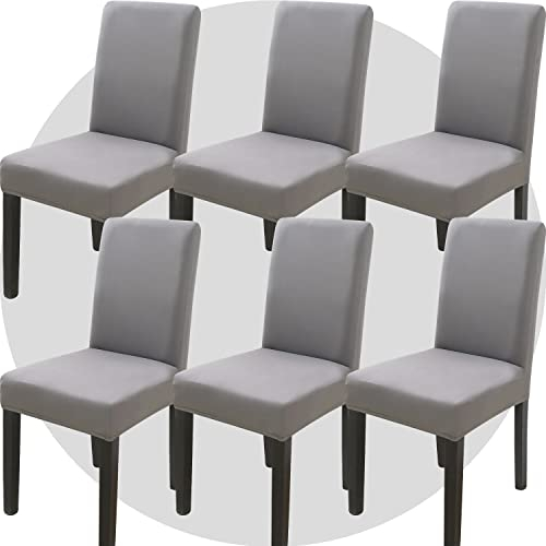 ZHILING Stuhlhussen Bezüge Set von 6 Super Fit Stretch abnehmbare waschbare Esszimmerstuhl Protector Cover Sitzbezug für Hotel, Esszimmer, Zeremonie, Bankett Hochzeitsfeier(Hellgrau)