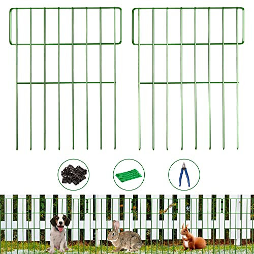 10 Stück Tier-Absperrzaun, 3.9 cm Spitzenabstand, kein Graben, 3.3 m (L)x43.2 cm (H), Hundekaninchen-Blockerzaun für den Außenbereich, mit Kabelbindern und Schneidezange