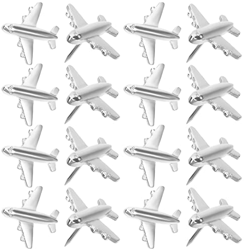 ABOOFAN Flugzeug Stecknadel Papier Foto Memo Dokument Tack Box Mit Dekorativen Karten Reißnägel Für Reisen Hängend Kunst Bild Foto Wandteppich Malerei Pinnwand Kork Silber