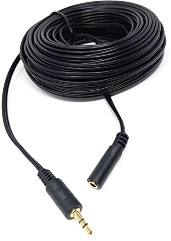 DRUT 15m 3.5mm to 3.5mm Stereo Audio Extension Cable Lead Male to Female | Gold Connectors 50ft Black