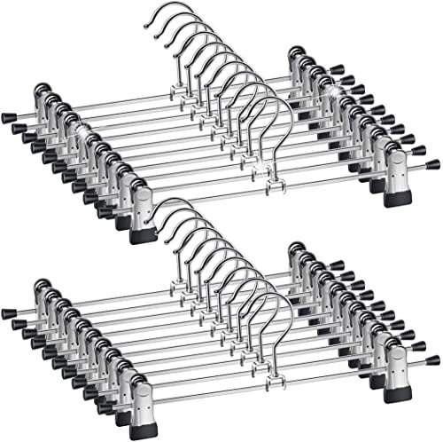 Cintre Pantalon, 30 Cintres à Pinces en Métal, Cintres-Pinces avec Antidérapante Clips, Gain de Place, Cintres Porte-Jupe Crochet Pivotant à 360°, Cintres pour Pantalon Jupes Vêtements (30)