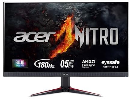Acer Nitro 27 pollici Full HD 1920 x 1080 PC Gaming IPS Monitor | AMD FreeSync Premium | 180Hz Refresh | fino a 0,5ms | Supporto HDR10 | 99% sRGB | 1 porta display 1.2 e 2 HDMI 2.0 | VG270 M3bmiipx