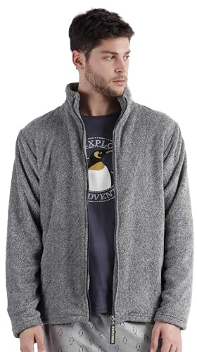 ADMAS Giacca da uomo vestaglia invernale 100% Coral Fleece Pile con cerniera Art. 67055