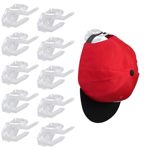 Mikihat 10 St Selbstklebende Hut-Organizer, Huthaken Hutständer, Minimalistischer Huthalter für Wandmontage, Hut-halter, Ohne Bohren, Cap Halter, Hat Rack Display Haken, Kappenhaken für Wand (klar)