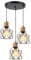 iDEGU 3-flammig Hängelampe Vintage aus Holz Metall Lampe im Industrie Design Käfig Lampenschirm E27 Deckenleuchte Retro Pendelleuchte für Esszimmer, Schlafzimmer, Küche, Flur (Holz, Rondell, Schwarz)